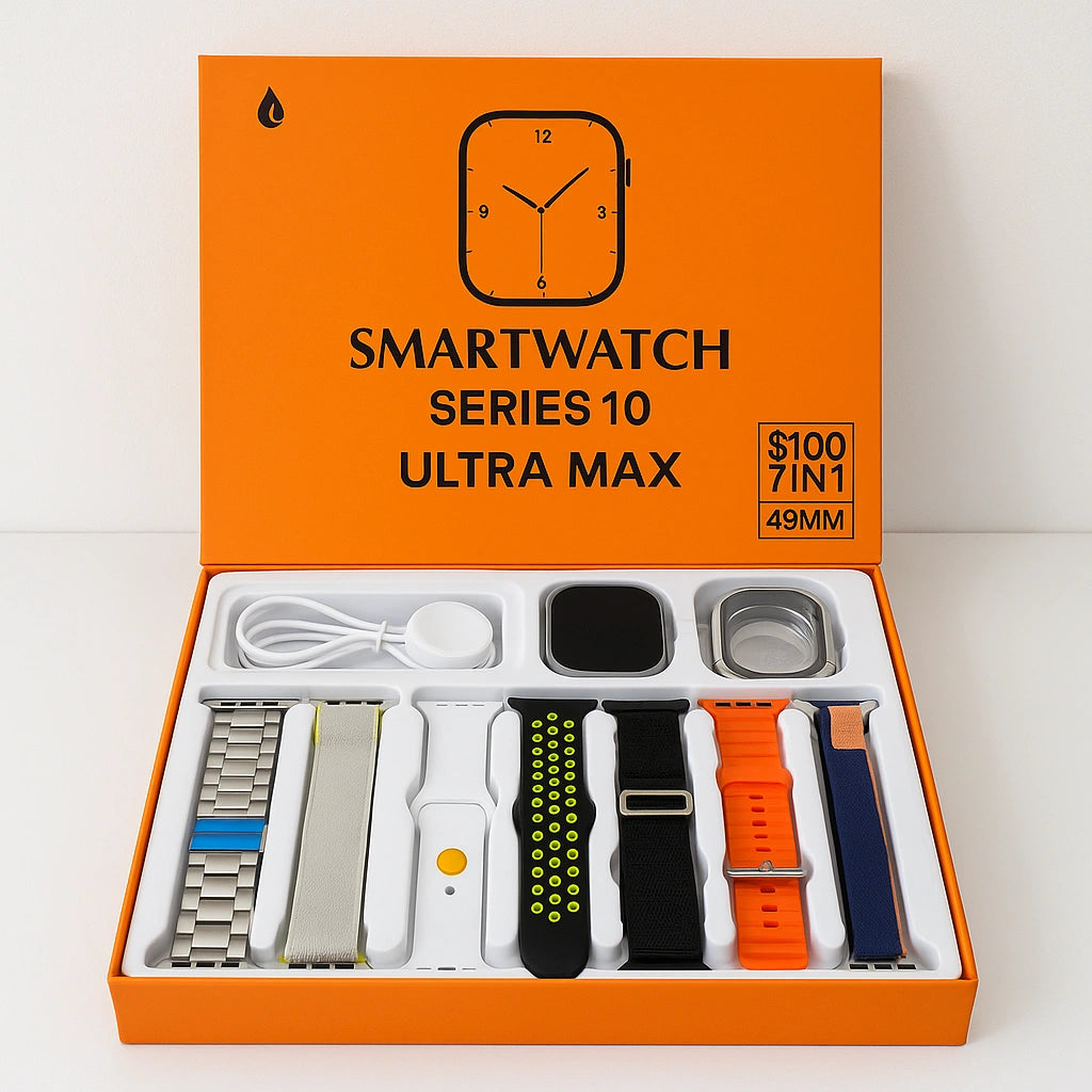 Smartwatch Série 10 Ultra Max 49mm + 7 Pulseiras de Brinde!