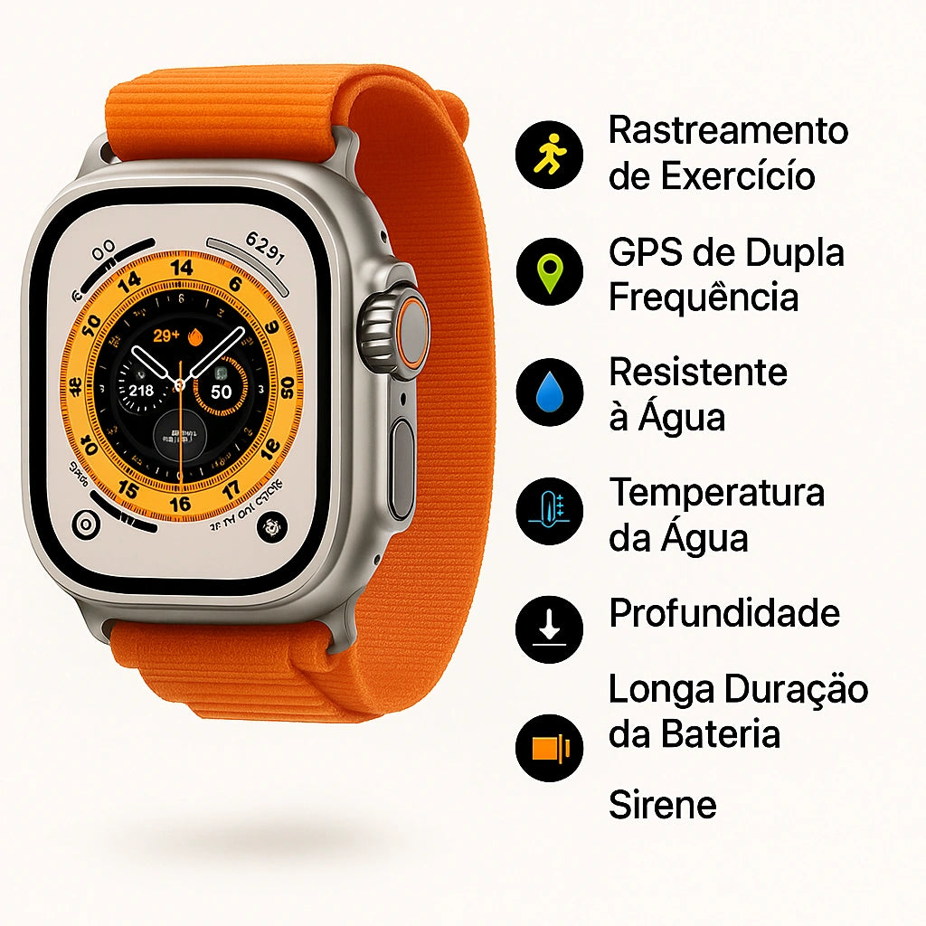 Smartwatch Série 10 Ultra Max 49mm + 7 Pulseiras de Brinde!