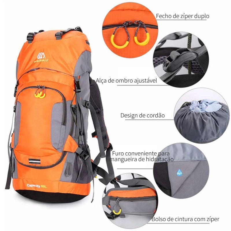 Mochila Cargueira Camping Refletiva 60L
